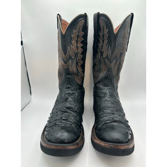 Lucchese 2000 Full Quill Ostrich Black Men’s 7.5  Western Boots Square toe main image 6